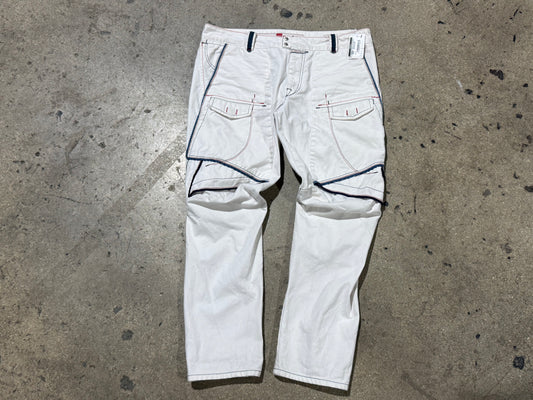 Marithe Francois Girbaud Cargo Denim Jeans - White Size 36x30