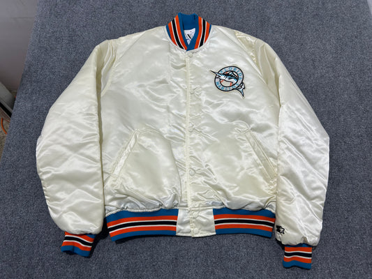 Starter Florida Marlins Satin Jacket - White /Orange/ Teal Size XL