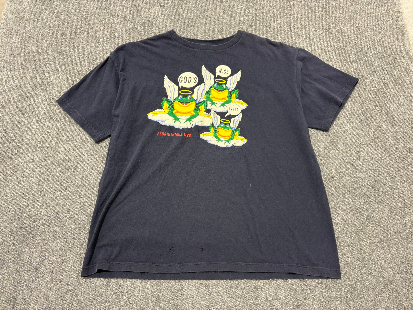 Gods Wiser Errr Frog Tee - Navy Size Large