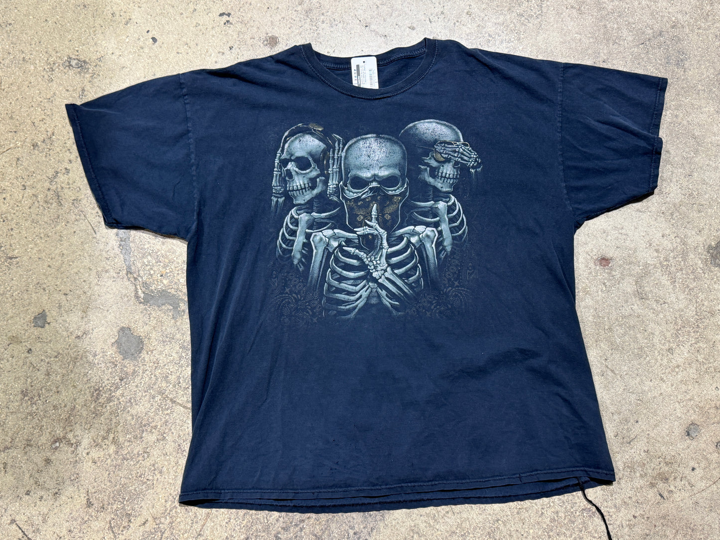 Skeleton Hear No Evil, See No Evil, Speak No Evil Tee - Black Size XXL