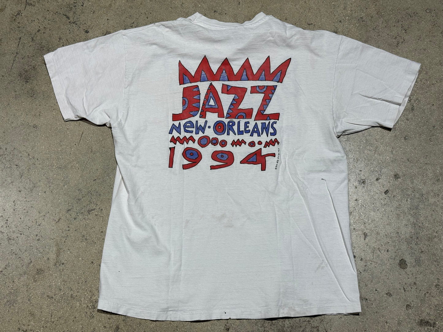 1994 New Orleans Jazz Cat Tee - White Size XL