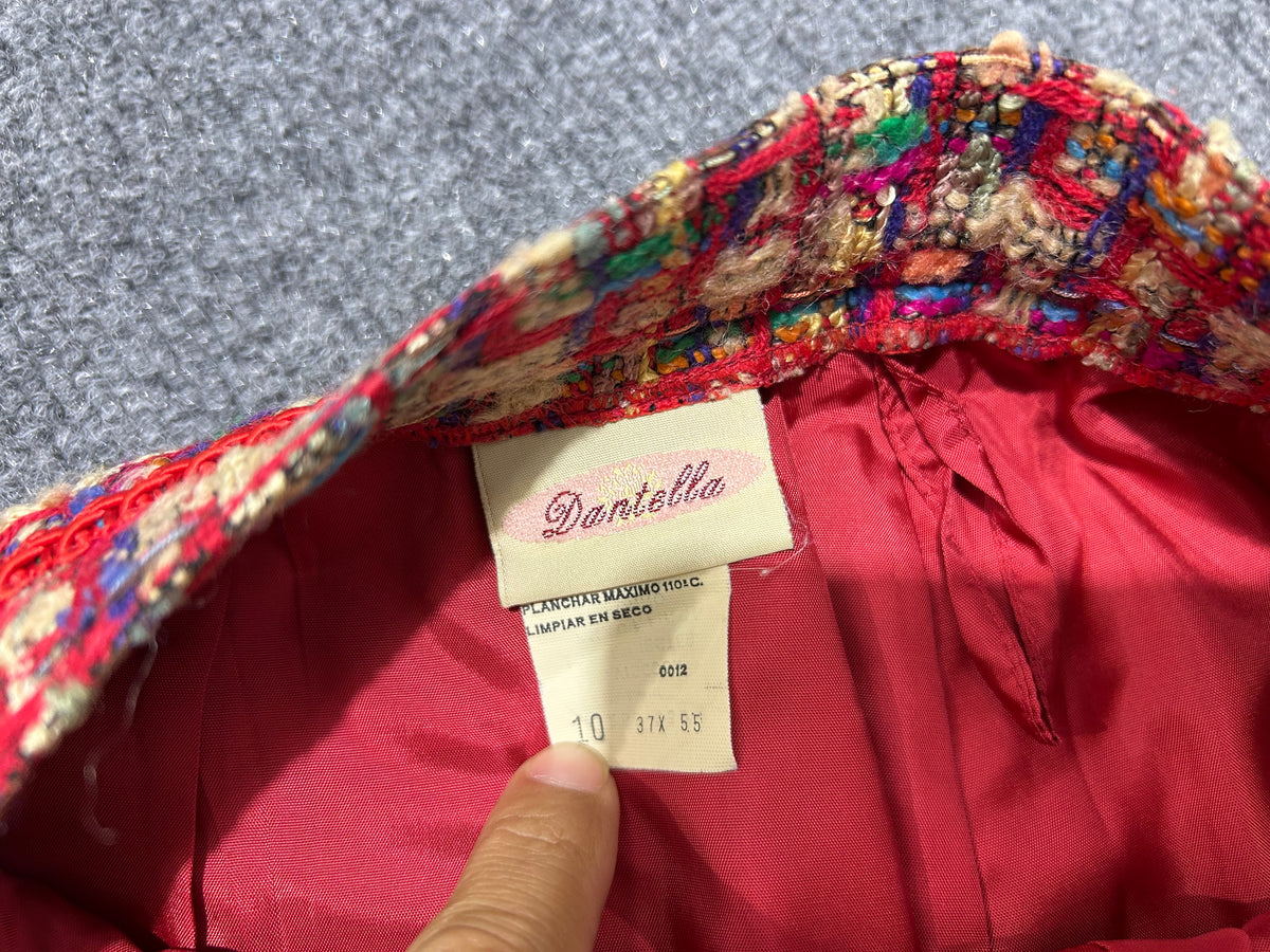 Tweed Dantella Skirt - Red Size 10