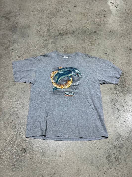 NFL Miami Dolphins Creepy Dolphin Tee - Grey Size XL