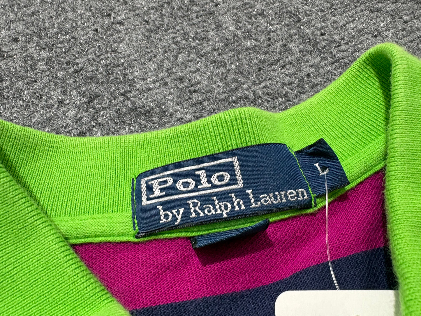 Polo Ralph Lauren Long Sleeve Stripped Polo - Green/Navy/Purple size Large