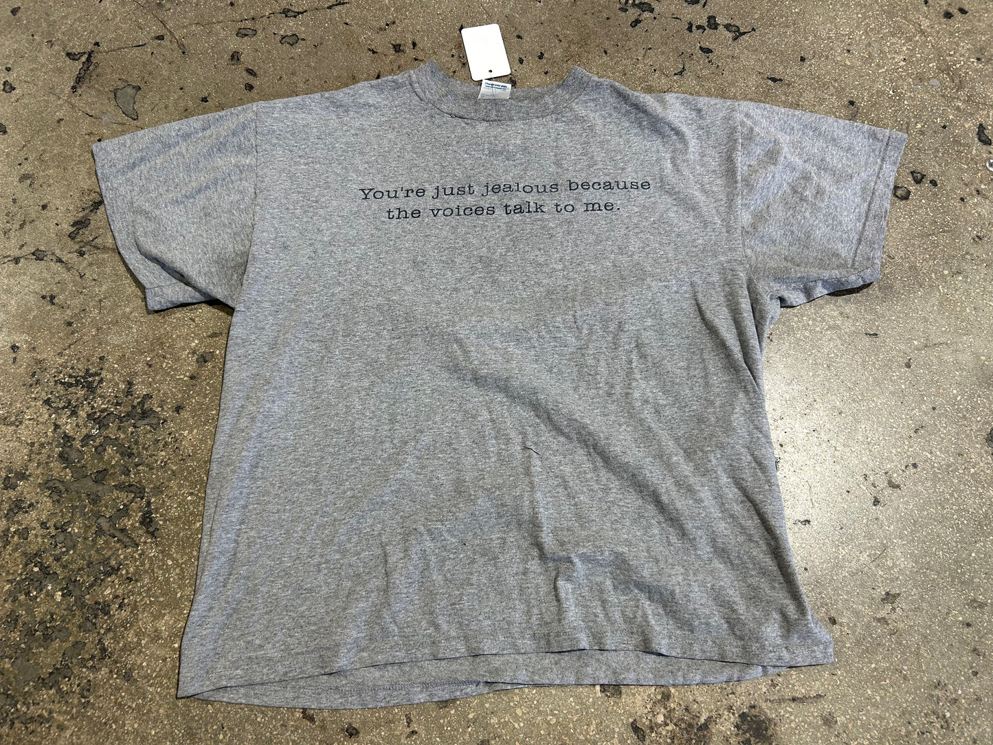 You're Jealous Because The Voices Talk To Me Tee - Gray Size Large (con)