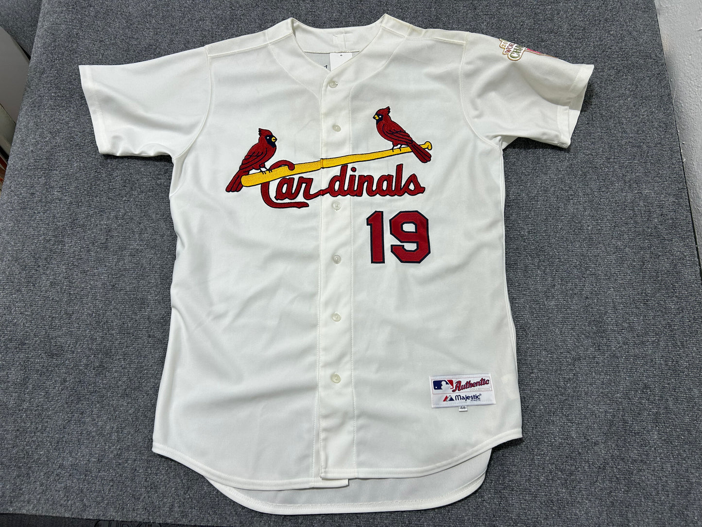 2011 St Louis Cardinals #19 Jay World Series Jersey - White Size 48
