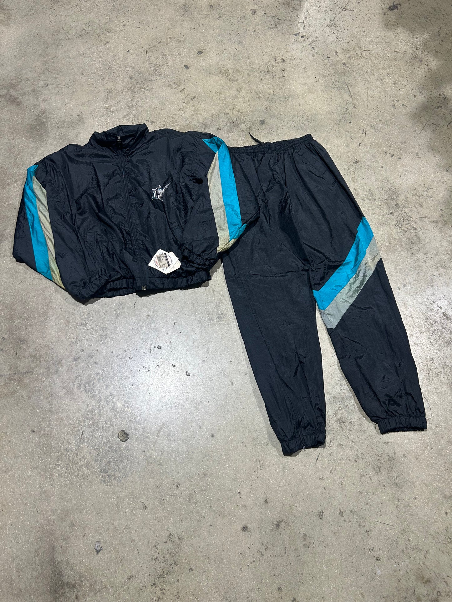 Florida Marlins Track Suit Set - Black/Teal Size Large