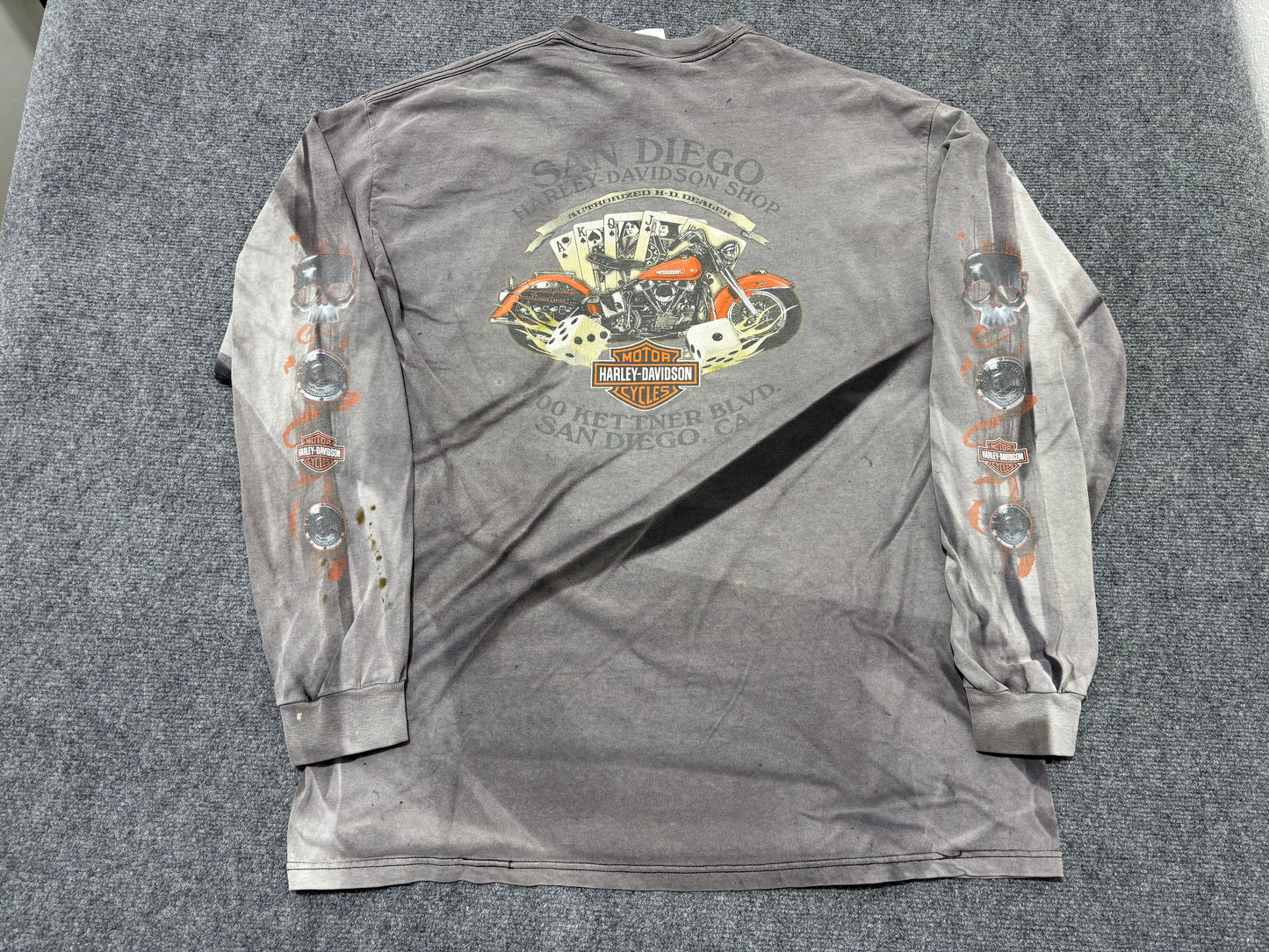 Harley Davidson San Diego Long Sleeve Tee - Faded Out Black Size XL