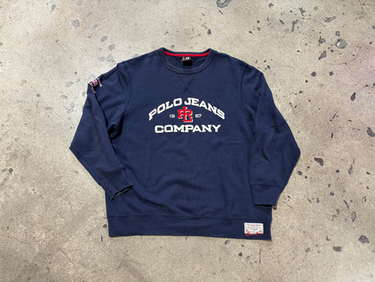 Polo Jeans Company Embroidered Crewneck Sweatshirt - Navy/ Red Size XL