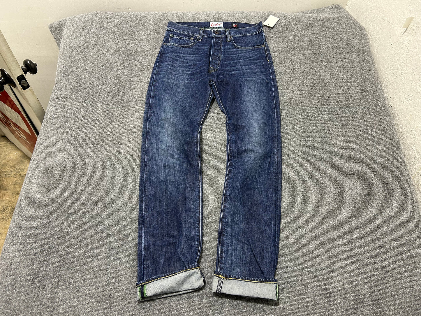 Cartel Blue Weed Leaf Selvedge Denim Jeans - Navy Size 30x34