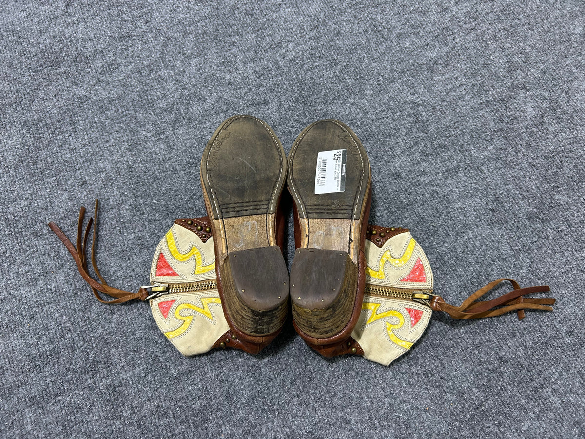 Women Cowboy Booties - Brown size 7.5M