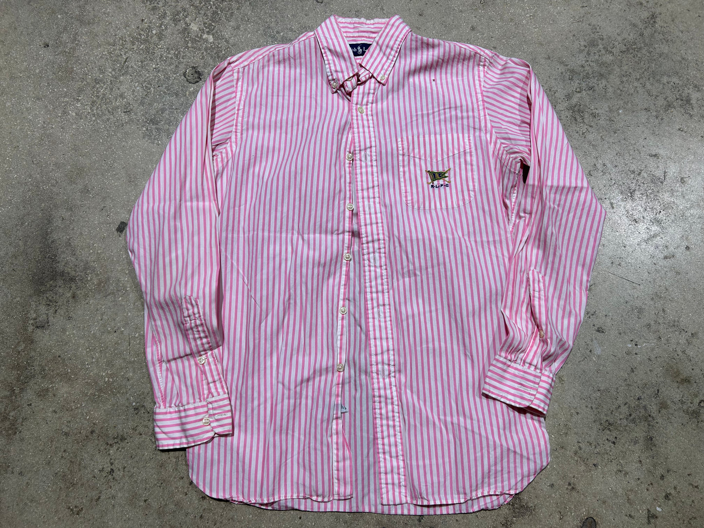 Ralph Lauren Stripped Button Down Long Sleeve Shirt - Pink/White Size Medium