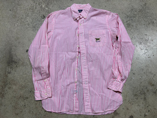 Ralph Lauren Stripped Button Down Long Sleeve Shirt - Pink/White Size Medium