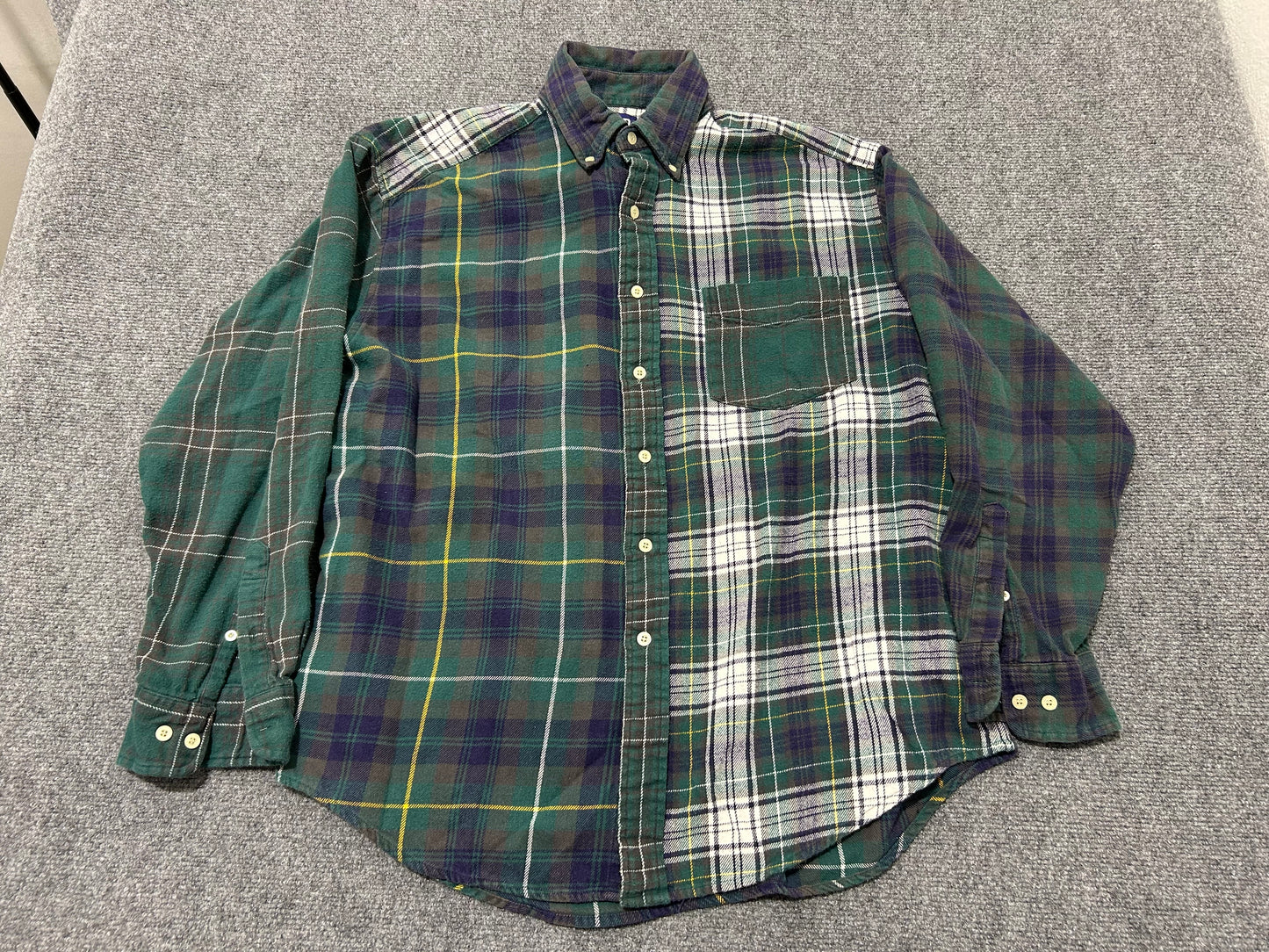 90s GAP Patchwork Plaid Button Up Shirt - Green Size XL