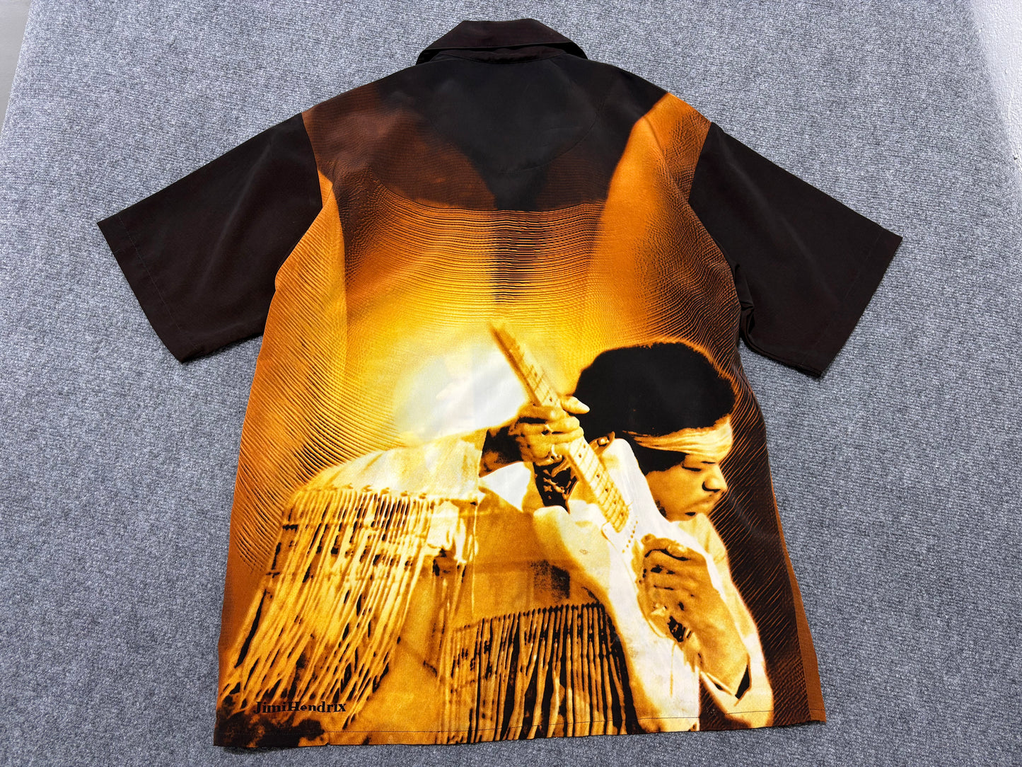 Jimi Hendrix Rayon Shirt - Orange / Black Size Large