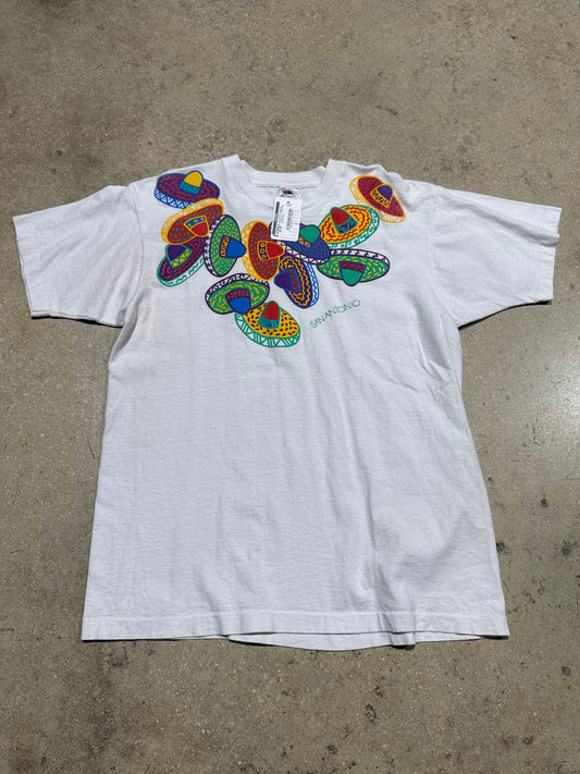 San Antonio Sombrero Travel Tee - White Size XL (21.5x27)