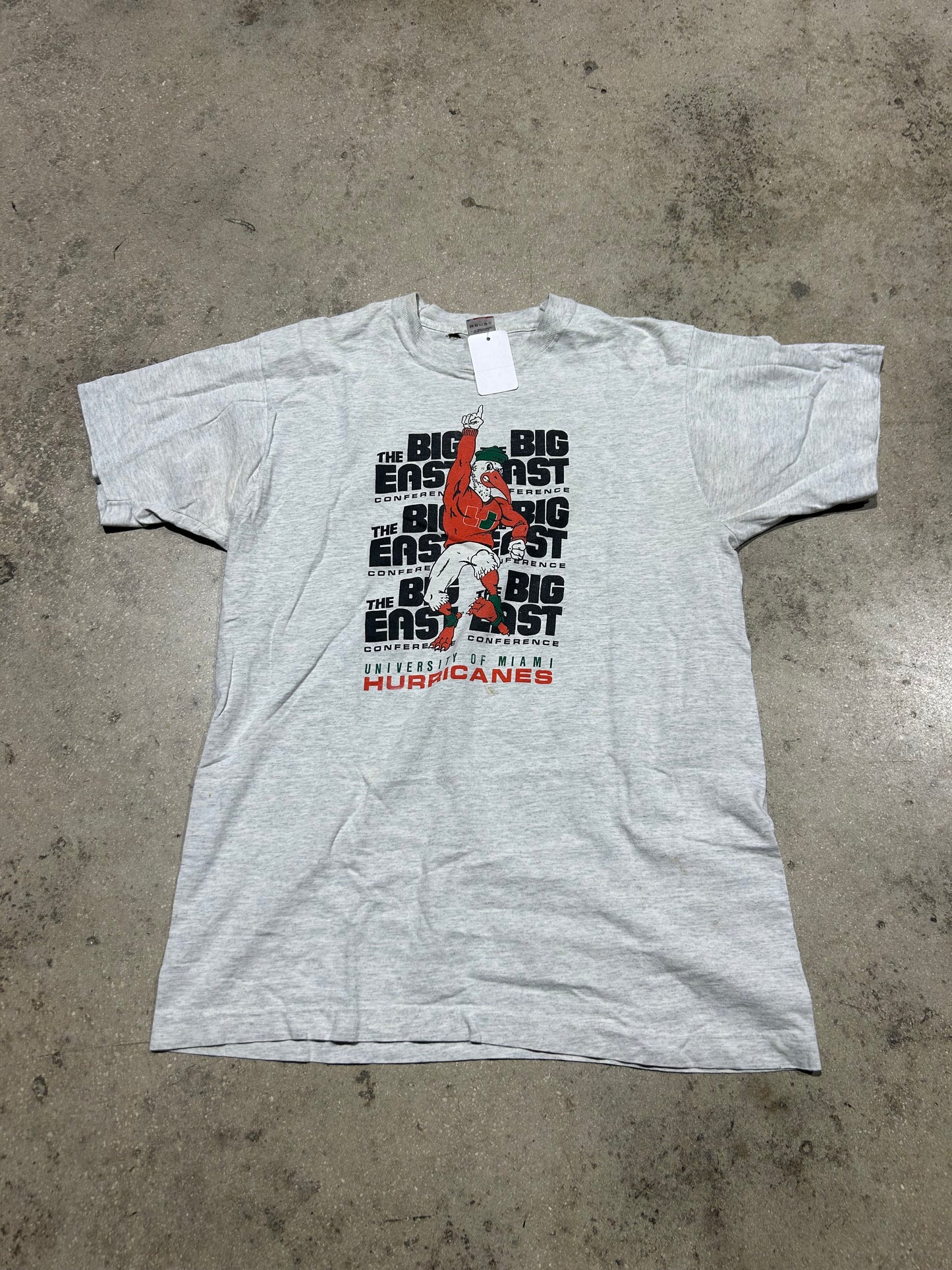 University Of Miami Big East Conference Tee - Gray Size XL