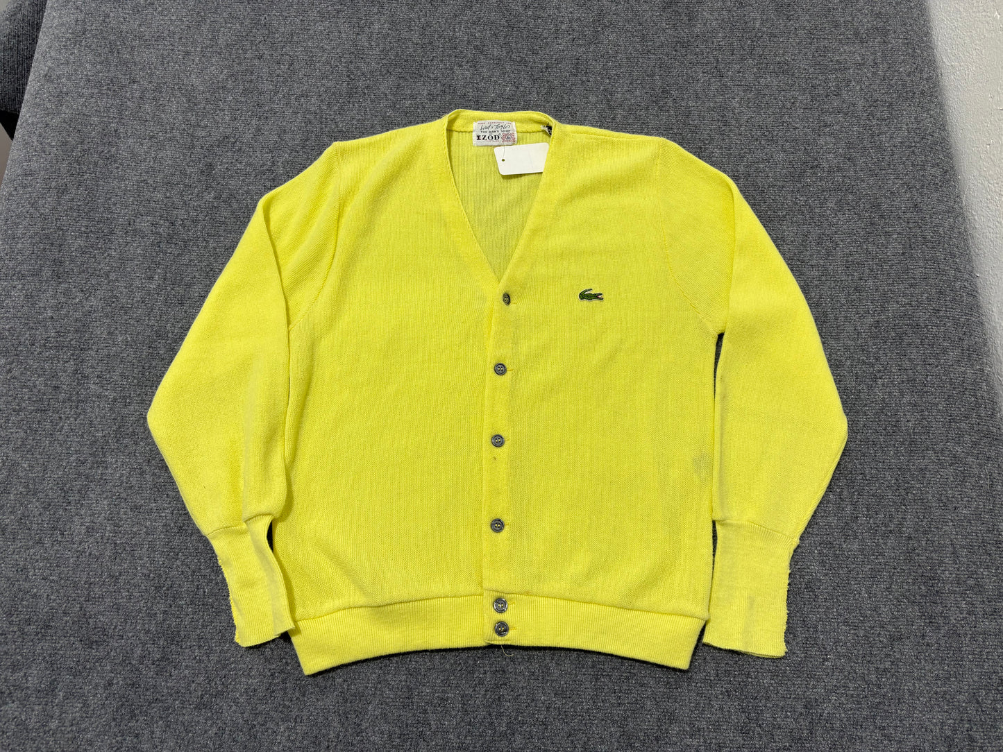 80s Izod Lacoste Cardigan - Yellow Size Medium