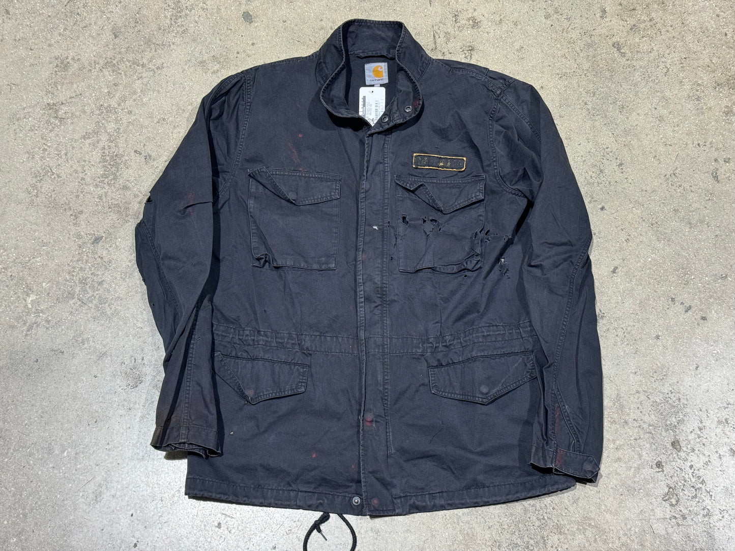 Distressed Carhartt Lightweight Jacket - Black Size Large