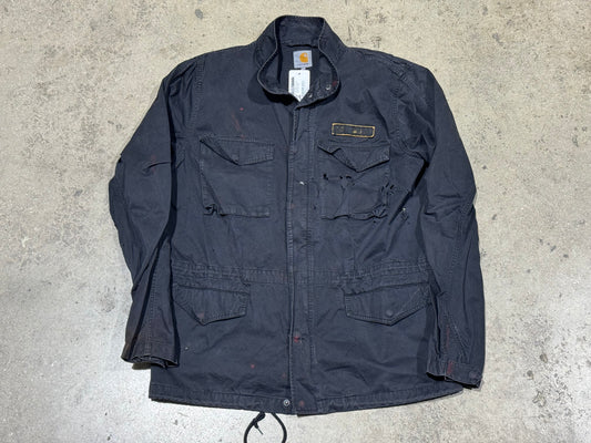 Distressed Carhartt Lightweight Jacket - Black Size Large