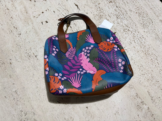 Fossil Fiona Multicolor Tropical Print Satchel Bag w/ Wallets - Blue