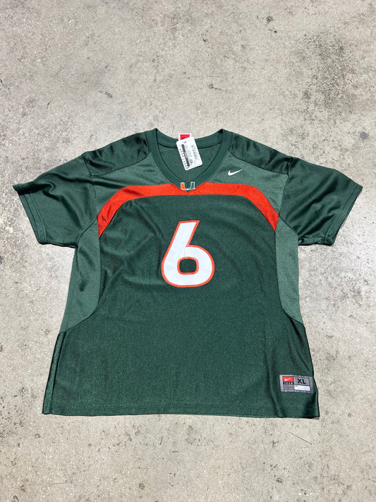 Miami Hurricanes #6 Football Jersey - Green Size Kids XL