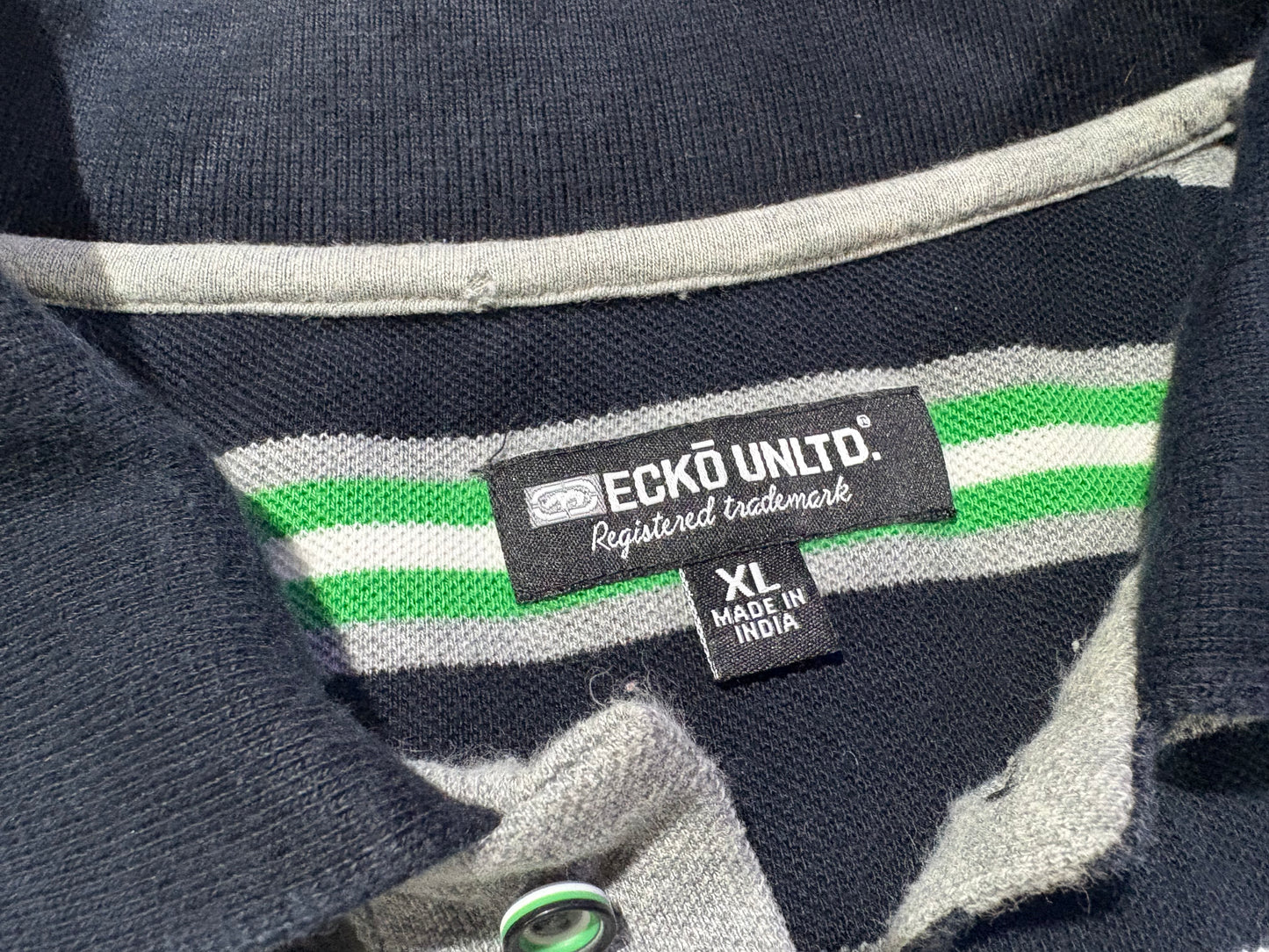 Ecko Unlimited Striped Polo Shirt - Black Green Size XL