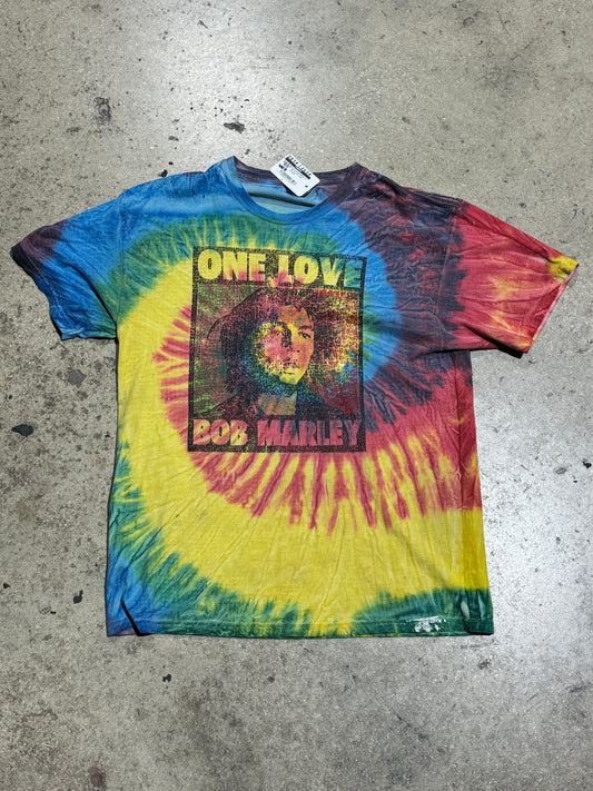 One Love Bob Marley Tie Dye Tee Size Large