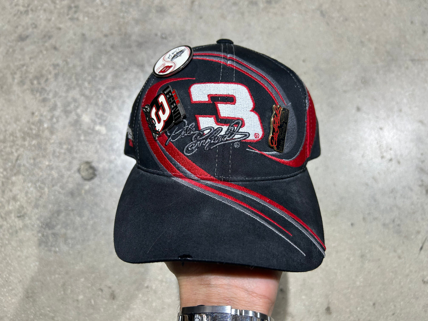 Dale Earnhardt Dad Cap Style Hat - Black/Red