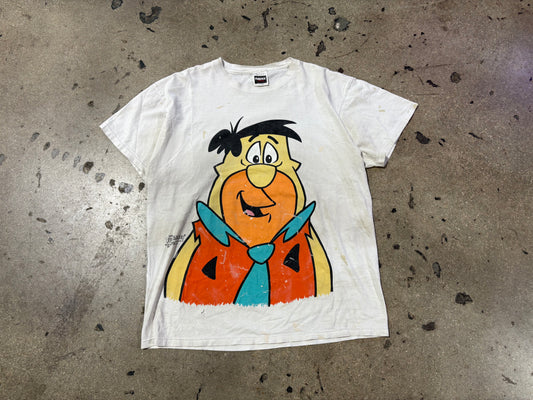 Paint Splatter 1994 Fred Flintstone Double Sided Tee - White Size XL