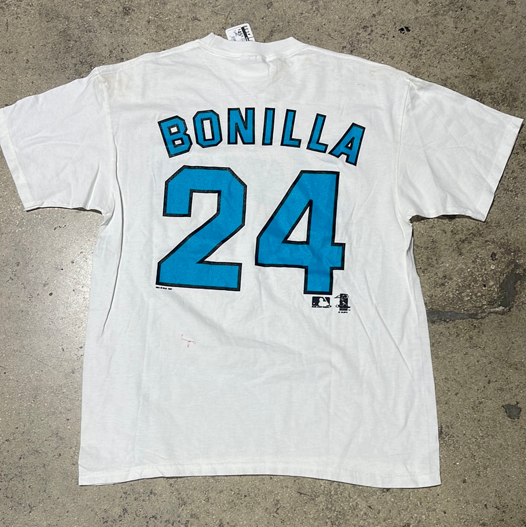 1997 Florida Marlins World Series Bonilla Jersey  Tee - White Size Large