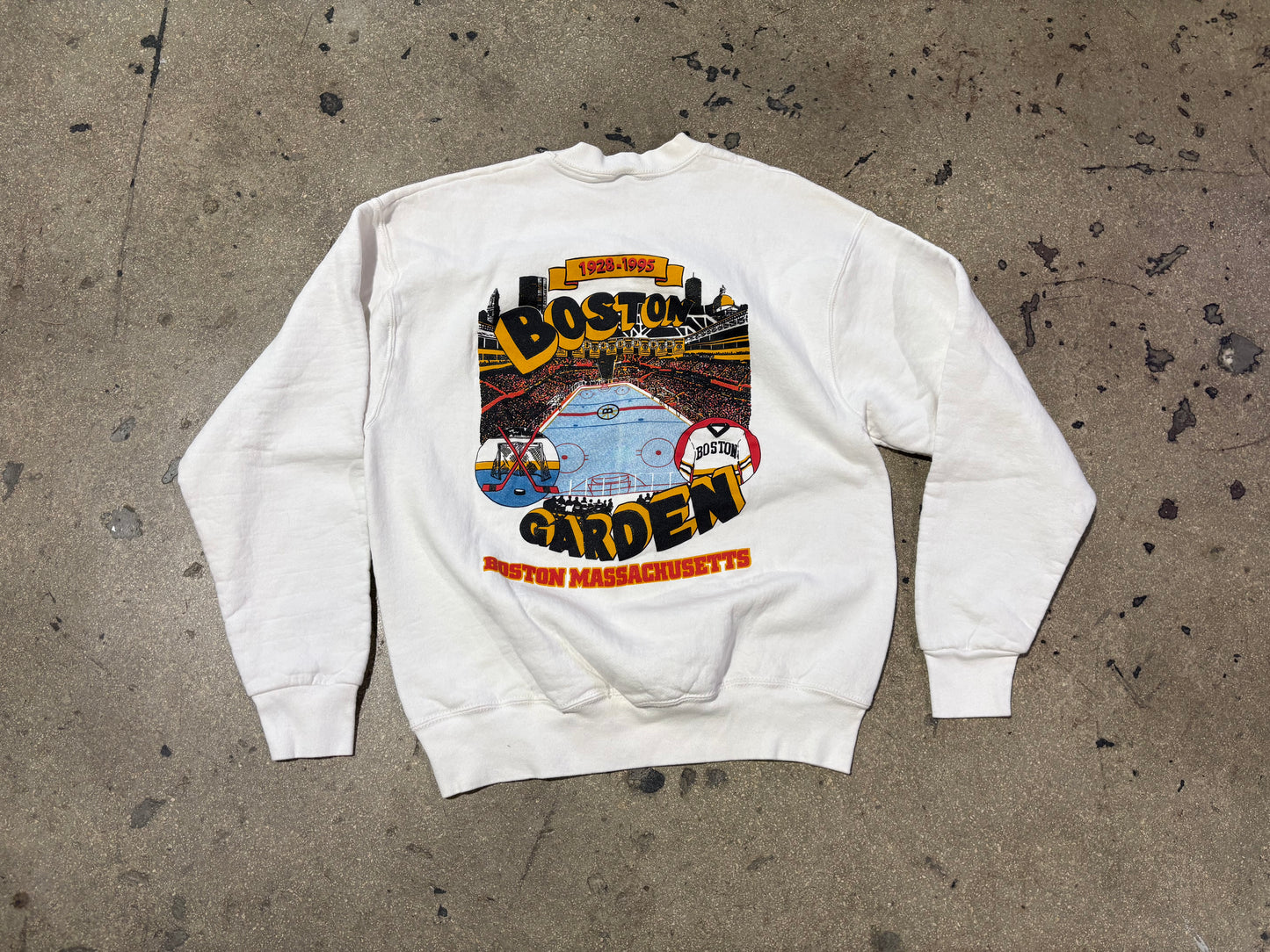 1995 Boston Garden Crewneck Sweatshirt - White Size Large