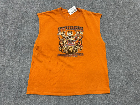 70th Annual Strugis Motorcycle Rally Cutoff Tee - Orange Size XL