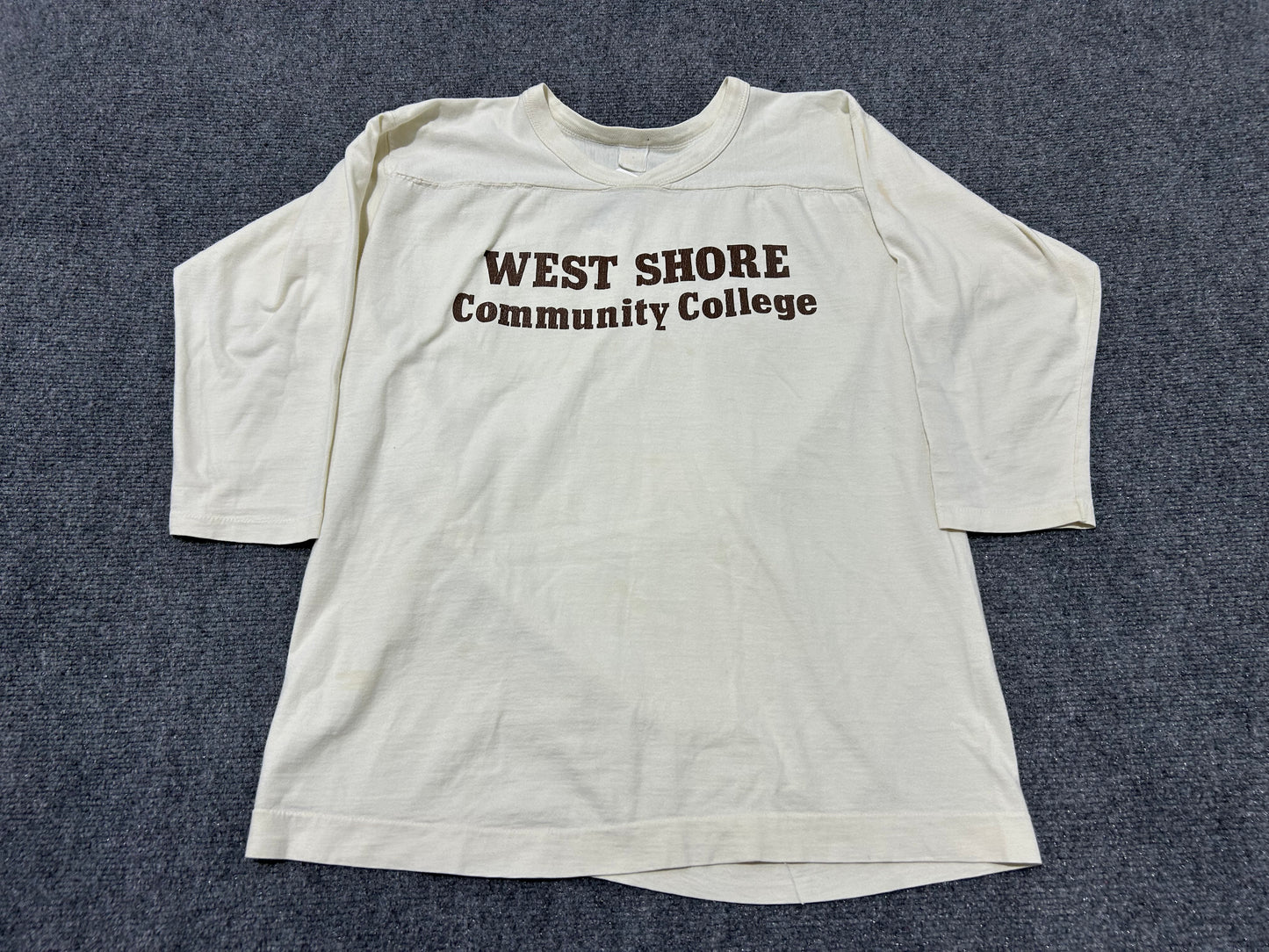 West Shore Community College 3/4 Shirt - White Size Large