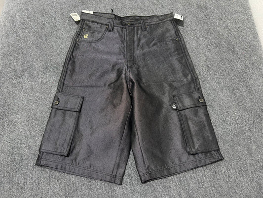 Rocawear Raw Denim Jean Shorts - Shiny Black Size 38