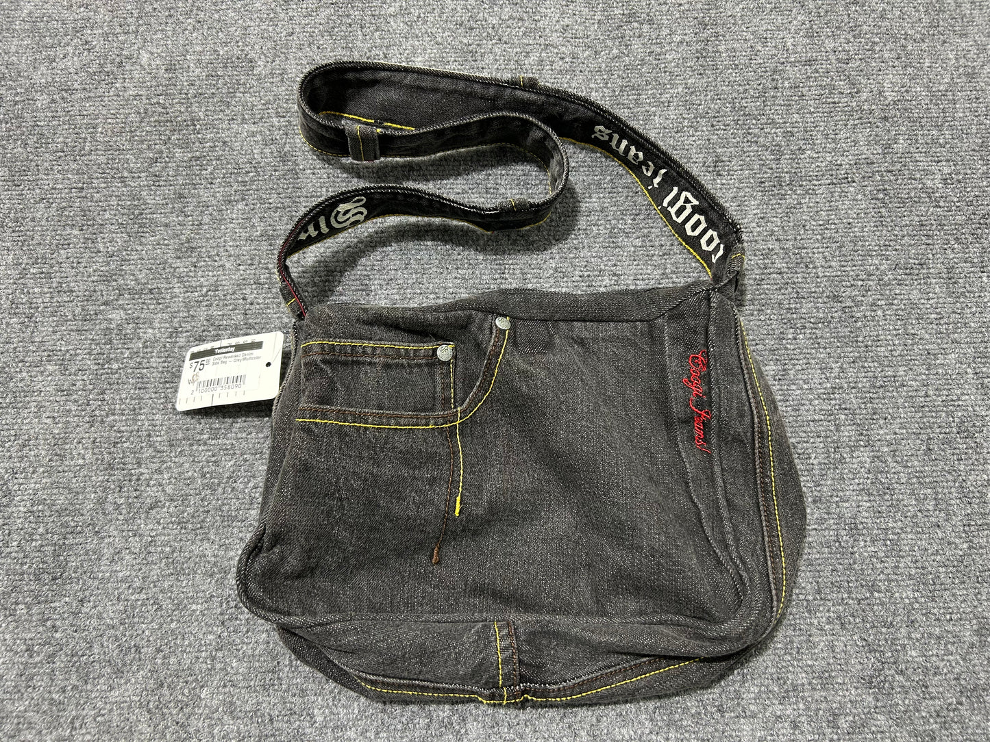 Coogi Reworked Denim Side Bag - Grey/Multicolor