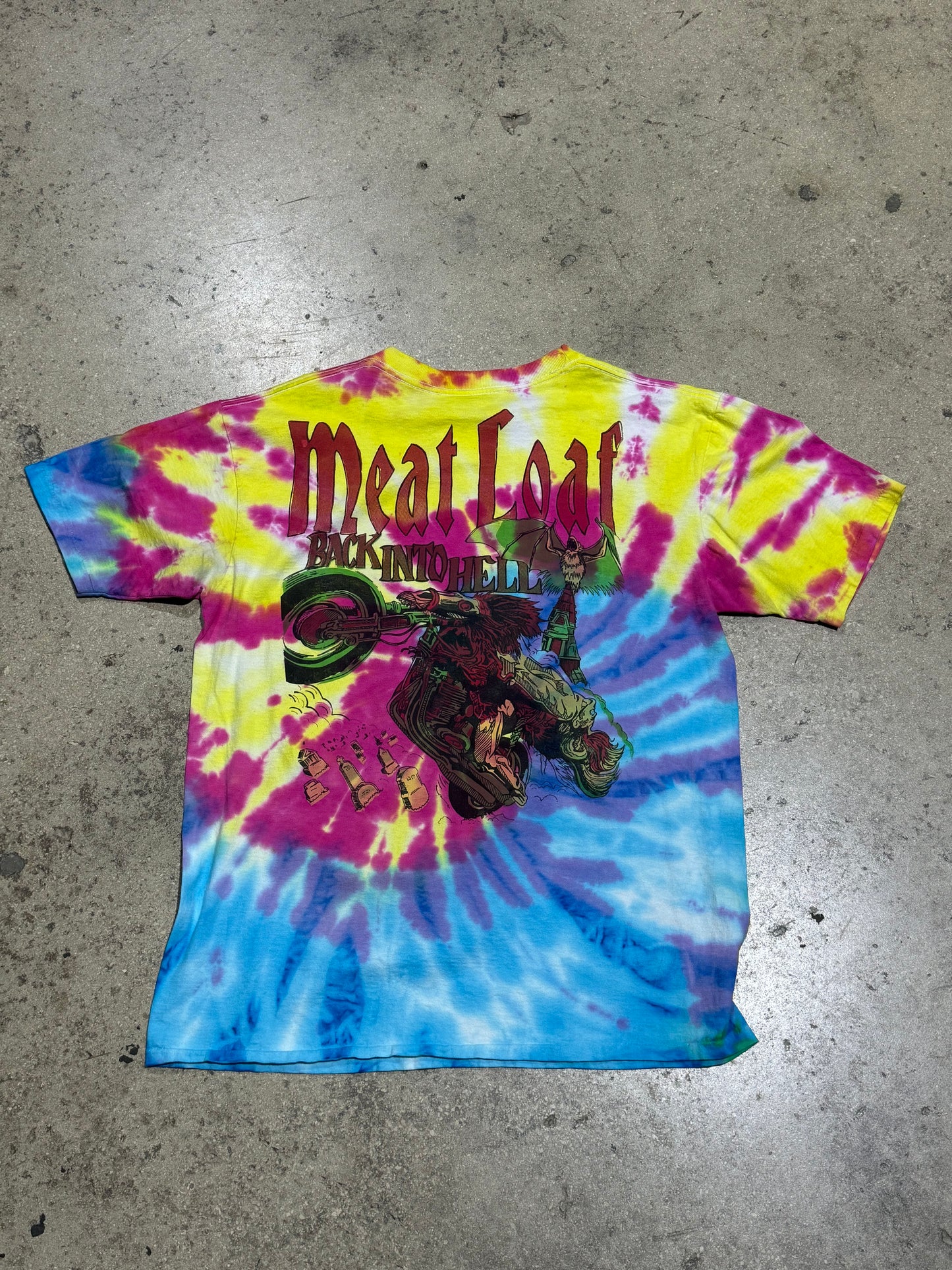 1994 Meatloaf Back Into Hell Tie Dye Tee Size XL