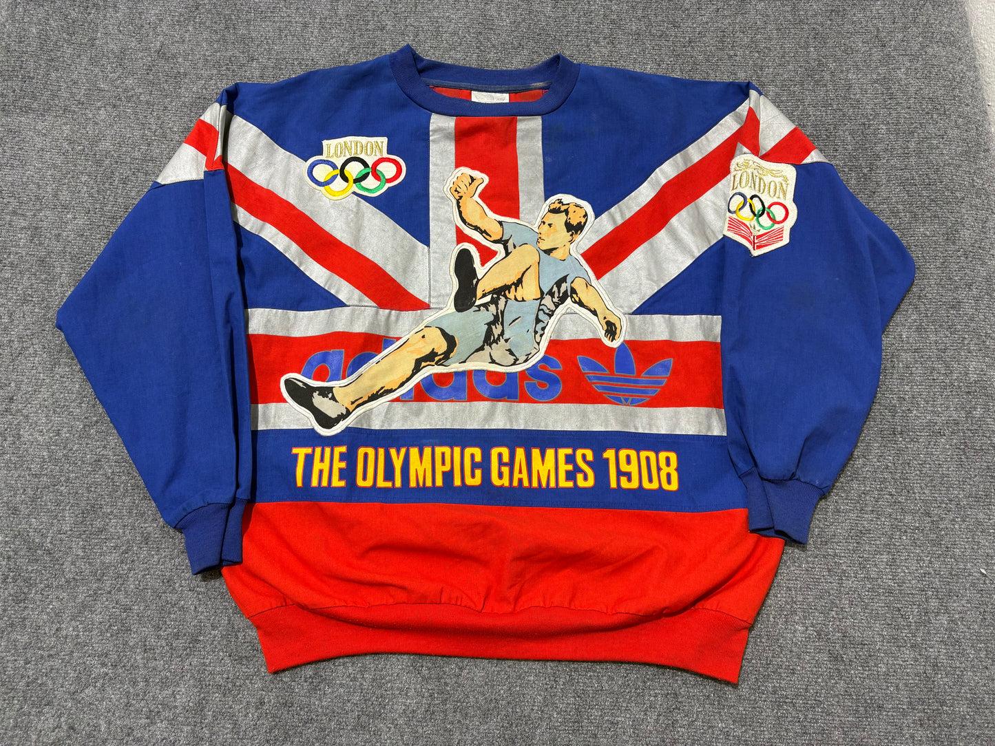 Adidas Olympic Games London Crewneck Sweatshirt - Blue / Red Size Medium