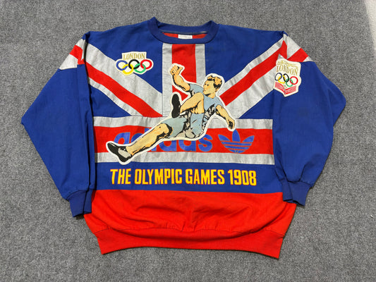 Adidas Olympic Games London Crewneck Sweatshirt - Blue / Red Size Medium