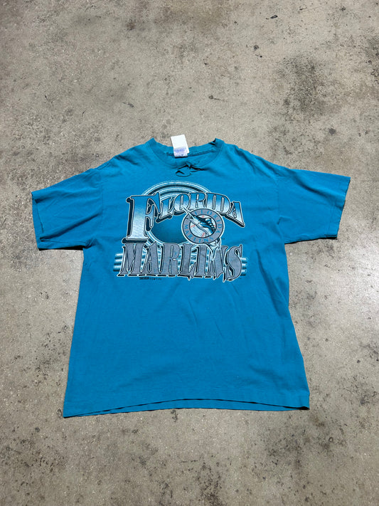 Distressed 1993 Florida Marlins Tee - Turquoise Size XL
