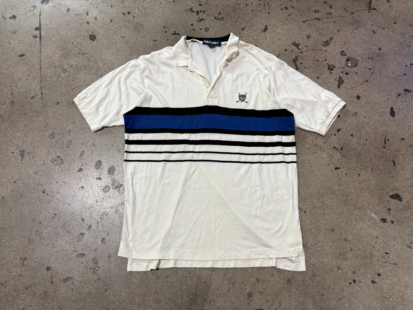 Polo Golf Striped Shirt - White / Blue Size XL
