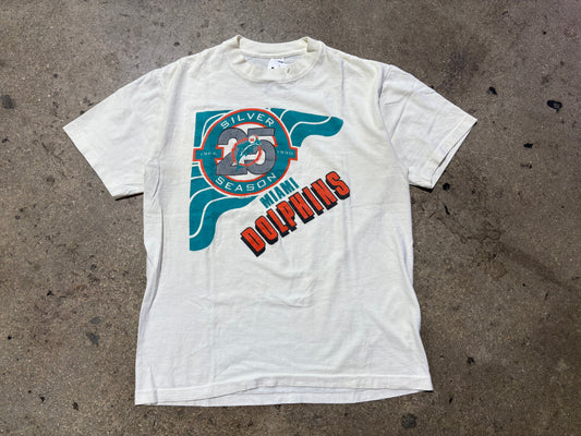 1990 Miami Dolphins Silver Season Tee - White Size Large
