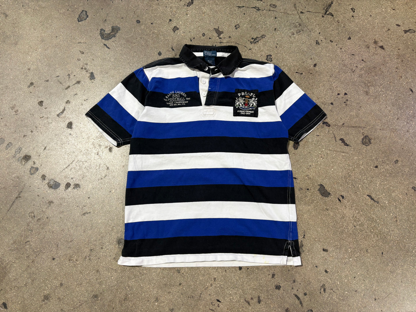 Polo Ralph Lauren 381 Championship Striped Polo Shirt - Blue Size Medium