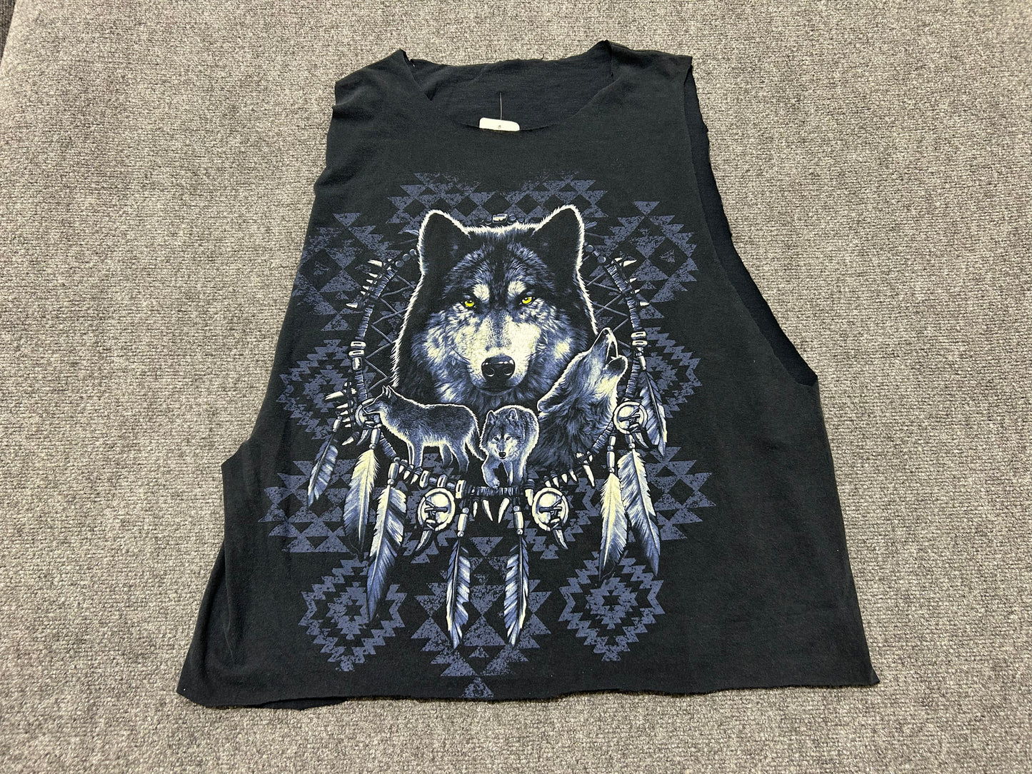 Wolf  Cutoff Tee - Navy Blue Size XL