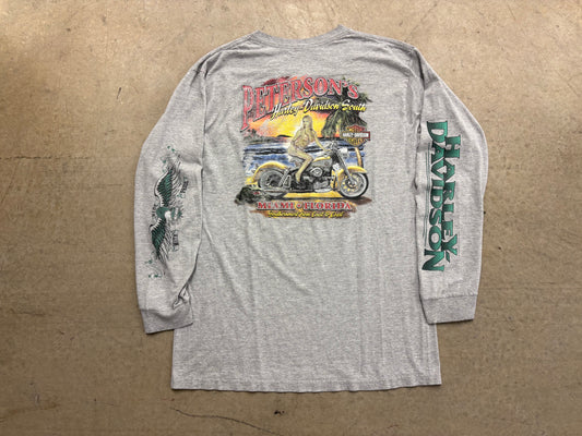 2009 Harley Davidson Miami Pocket Long Sleeve - Grey Size Large