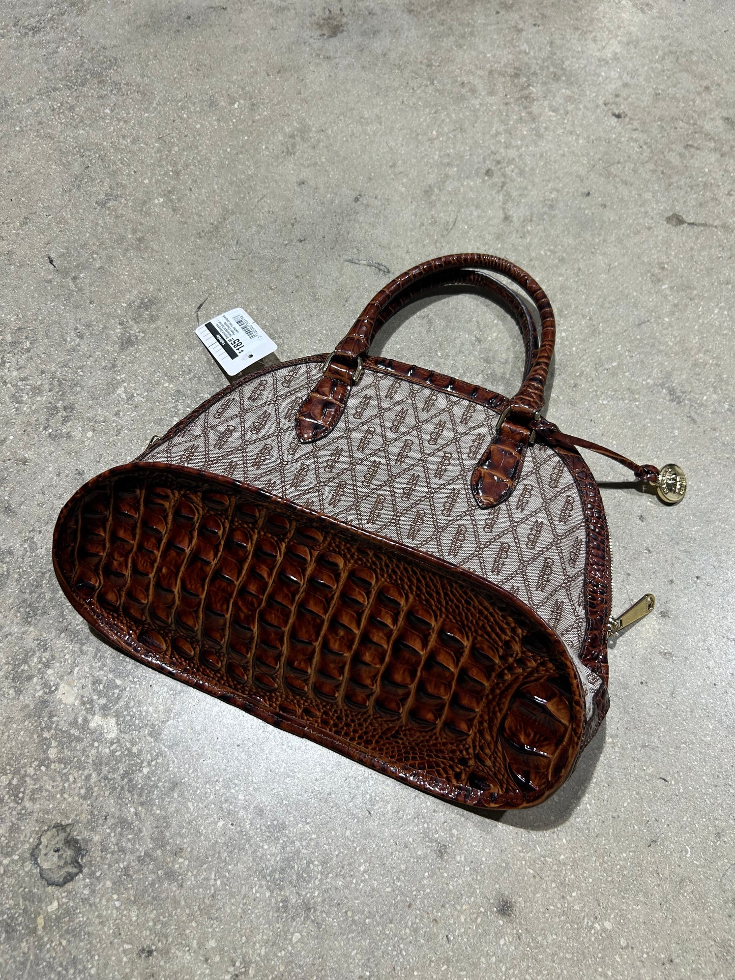 Brahmin Georgina Harborlight Satchel - Pecan Crocodile Leather Trim/ Jacquard Fabric