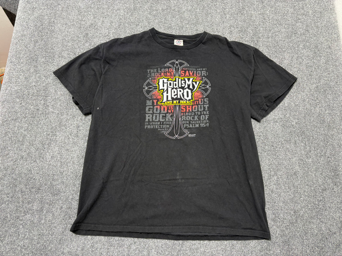 God Is My Hero Jesus Tee - Black Size XL