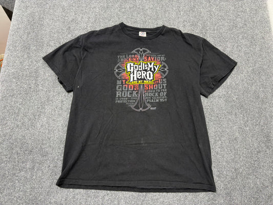 God Is My Hero Jesus Tee - Black Size XL