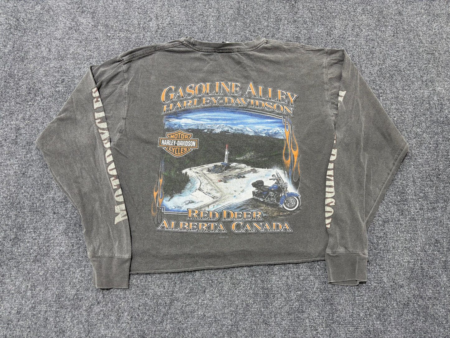 Harley Davidson Cropped Long Sleeve Tee - Grey Size Medium