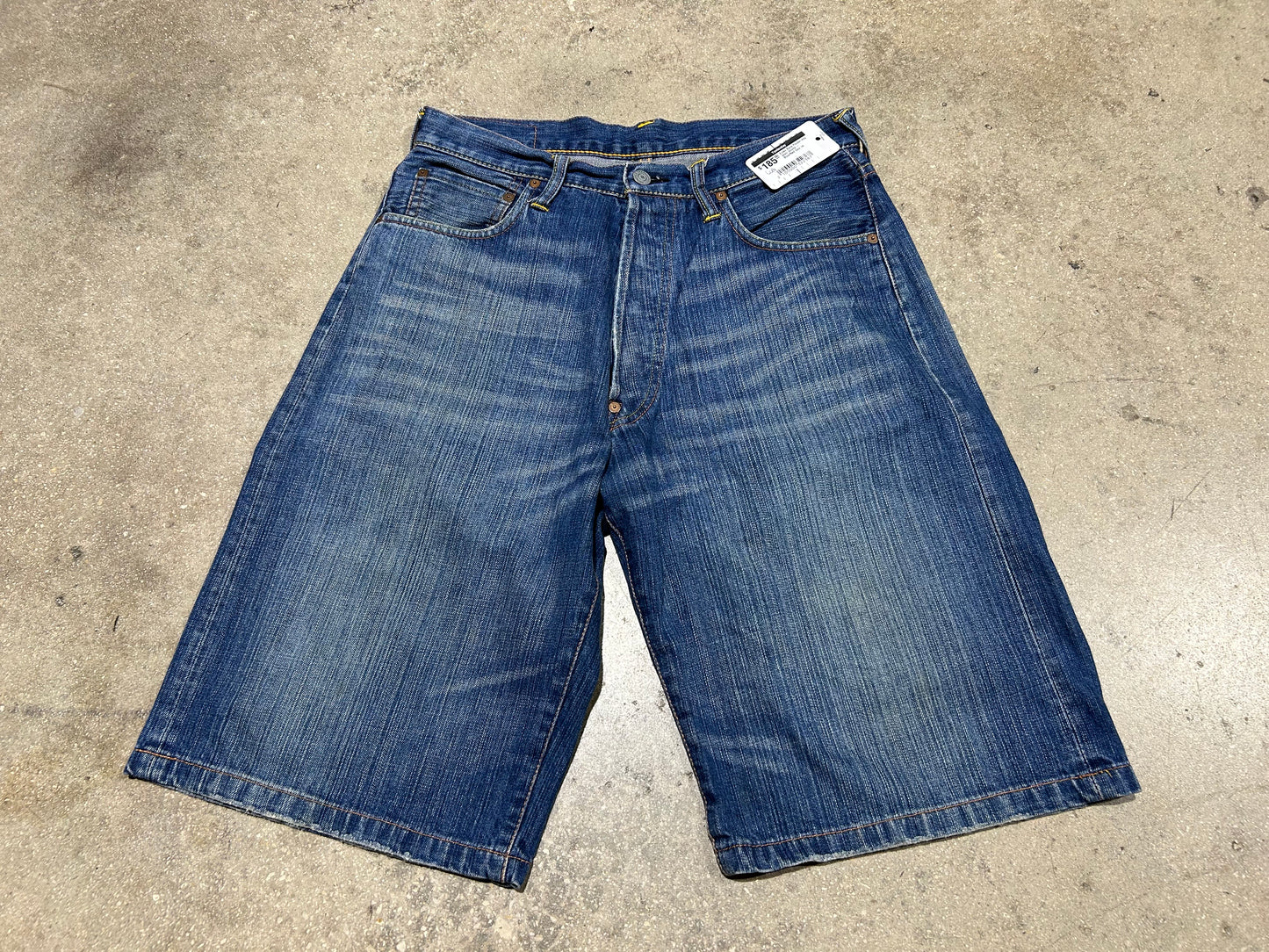 Evisu Back Pocket Hits Jean Shorts - Blue/Red Size 34